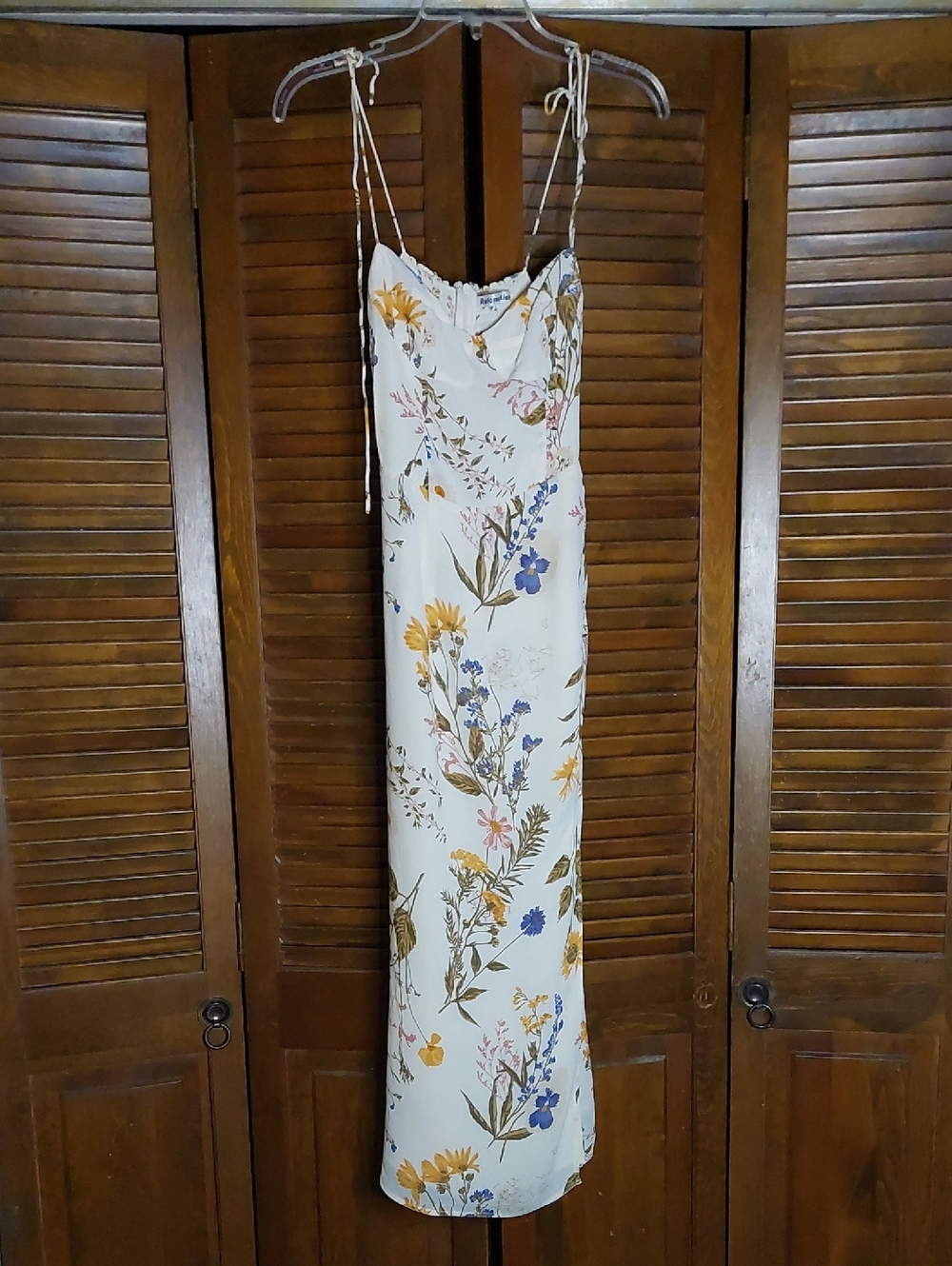 Reformation Cream Floral Kourtney Side Slit Midi Dress Sz 2 - Picture 5 of 16